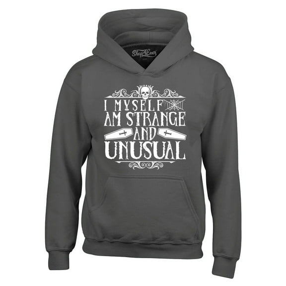 Shop4Ever Men's I Myself Am Strange and Unusual Halloween Hooded Sweatshirt Hoodie Small Charcoal