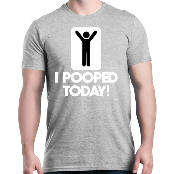 Shop4Ever Men's I Pooped Today Funny Poop Graphic T-shirt X-Large Sports Grey
