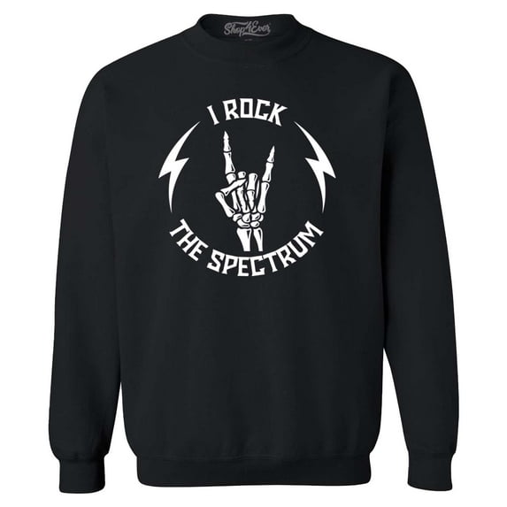 Shop4Ever Men's I Rock The Spectrum Skeleton Skull Crewneck Sweatshirt XXX-Large Black