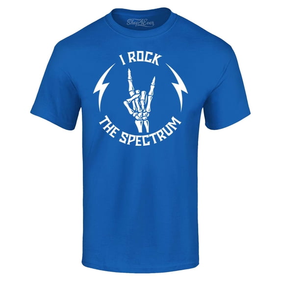 Shop4Ever Men's I Rock The Spectrum Skeleton Skull Graphic T-shirt Large Royal Blue