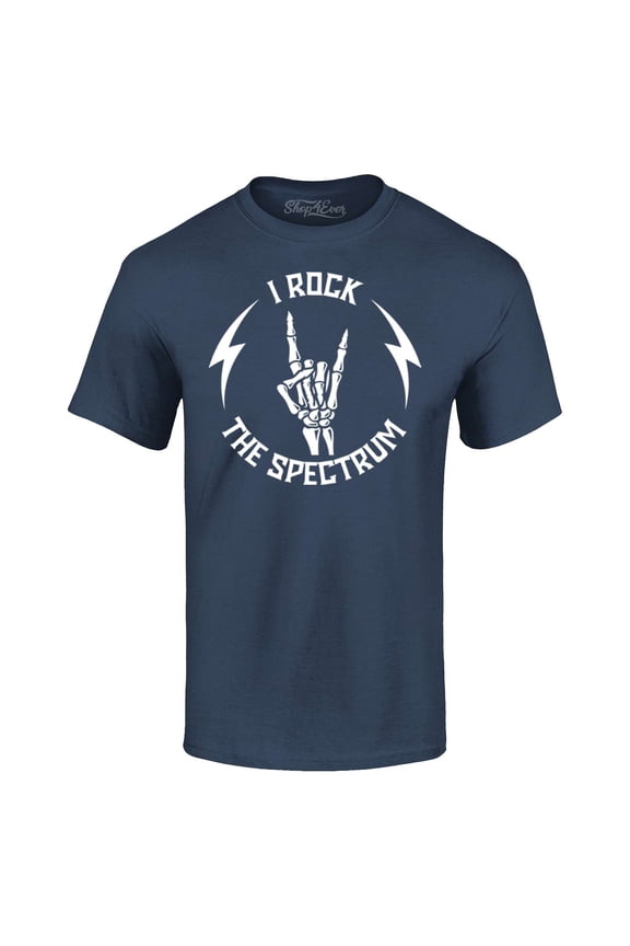 Men's I Rock The Spectrum Skeleton Skull Graphic T-shirt Medium Navy
