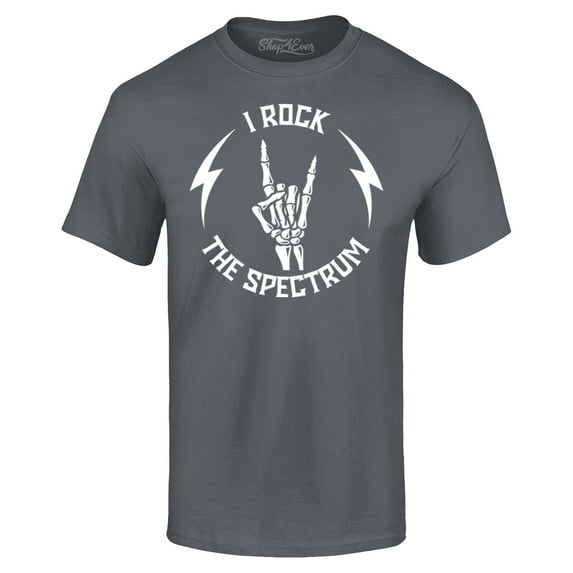 Shop4Ever Men's I Rock The Spectrum Skeleton Skull Graphic T-shirt XXXX-Large Charcoal