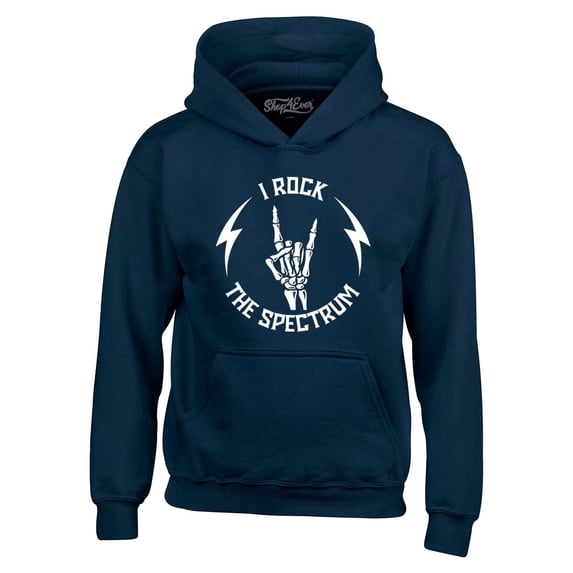Shop4Ever Men's I Rock The Spectrum Skeleton Skull Hooded Sweatshirt Hoodie XXX-Large Navy