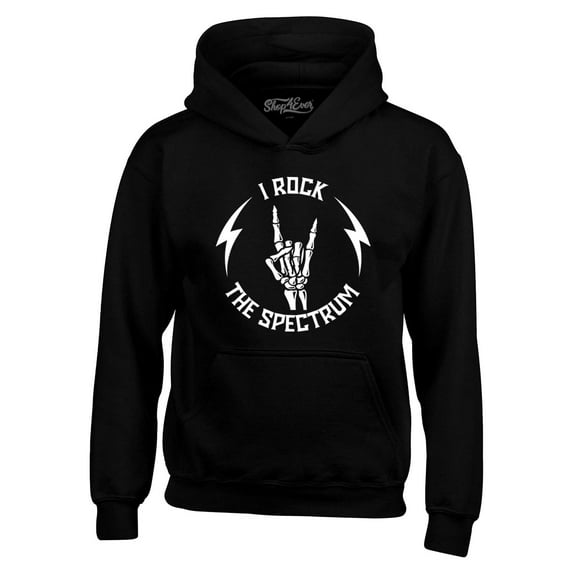 Shop4Ever Men's I Rock The Spectrum Skeleton Skull Hooded Sweatshirt Hoodie XXXXX-Large Black