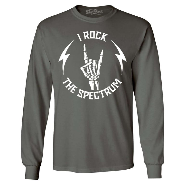 Shop4Ever Men's I Rock The Spectrum Skeleton Skull Long Shop4Ever Men's I Rock The Spectrum Skeleton Skull Long