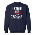 thumbnail image 1 of Shop4Ever Men's I Stole Her Heart Couples Matching Valentine Crewneck Sweatshirt X-Large Navy, 1 of 5