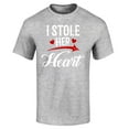 thumbnail image 1 of Shop4Ever Men's I Stole Her Heart Couples Matching Valentine Graphic T-shirt Small Sports Grey, 1 of 5