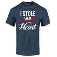 thumbnail image 1 of Shop4Ever Men's I Stole Her Heart Couples Matching Valentine Graphic T-shirt XXXX-Large Navy, 1 of 5