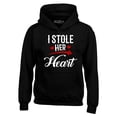 thumbnail image 1 of Shop4Ever Men's I Stole Her Heart Couples Matching Valentine Hooded Sweatshirt Hoodie X-Large Black, 1 of 5