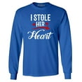 thumbnail image 1 of Shop4Ever Men's I Stole Her Heart Couples Matching Valentine Long Sleeve Shirt Large Royal Blue, 1 of 5