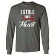 thumbnail image 1 of Shop4Ever Men's I Stole Her Heart Couples Matching Valentine Long Sleeve Shirt Medium Charcoal, 1 of 5