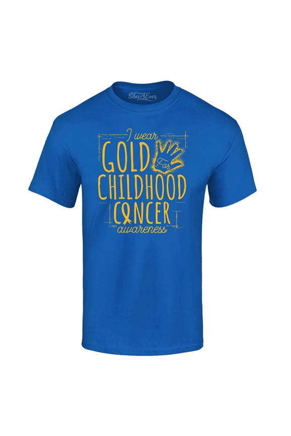 Men's I Wear Gold for Childhood Cancer Awareness Graphic T-shirt XXXX-Large Royal Blue