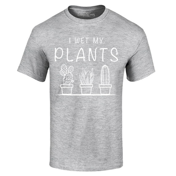 Shop4Ever Men's I Wet My Plants Graphic T-shirt XX-Large Sports Grey