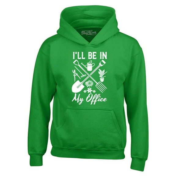 Shop4Ever Men's I'll Be in My Office Gardening Plant Lover Hooded Sweatshirt Hoodie Small Irish Green