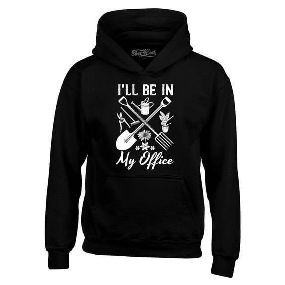 Shop4Ever Men's I'll Be in My Office Gardening Plant Lover Hooded Sweatshirt Hoodie X-Large Black