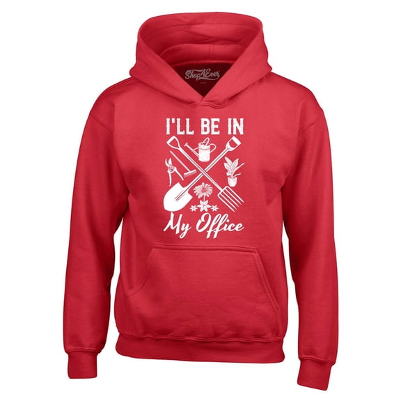 Shop4Ever Men's I'll Be in My Office Gardening Plant Lover Hooded Sweatshirt Hoodie X-Large Red