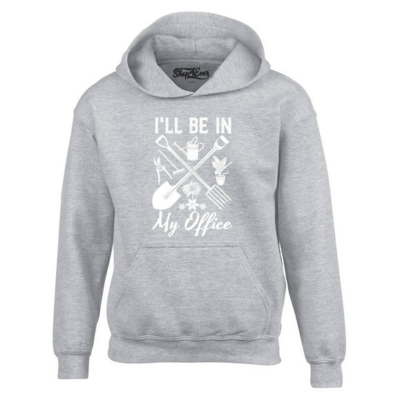 Shop4Ever Men's I'll Be in My Office Gardening Plant Lover Hooded Sweatshirt Hoodie X-Large Sports Grey