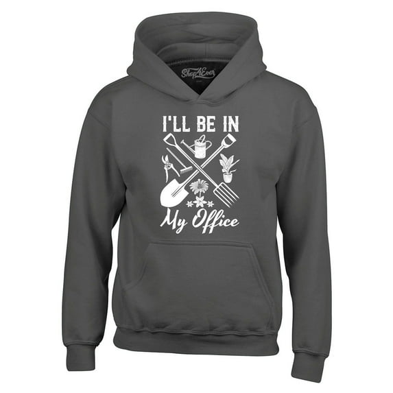 Shop4Ever Men's I'll Be in My Office Gardening Plant Lover Hooded Sweatshirt Hoodie XXX-Large Charcoal