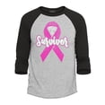 thumbnail image 1 of Shop4Ever Men's I'm A Survivor Breast Cancer Awareness Raglan Baseball Shirt Medium Heather Grey/Black, 1 of 4