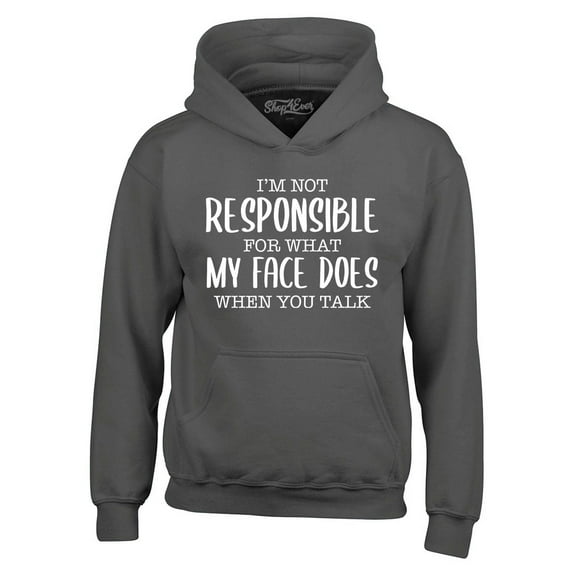 Shop4Ever Men's I'm Not Responsible for What My Face Does When You Talk Hooded Sweatshirt Hoodie XXX-Large Charcoal