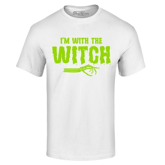 Shop4Ever Men's I'm with The Witch Graphic T-shirt Large White