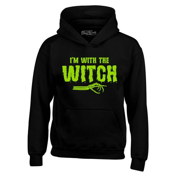 Shop4Ever Men's I'm with The Witch Hooded Sweatshirt Hoodie X-Large Black
