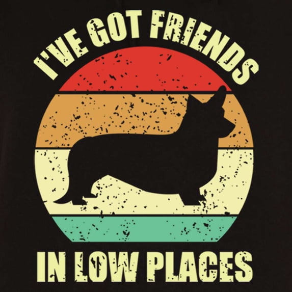 Shop4Ever Men's I've Got Friends in Low Places Corgi Funny Dog Hooded Sweatshirt Hoodie XXX-Large Black