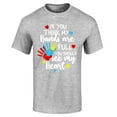 thumbnail image 1 of Shop4Ever Men's  If You Think My Hands are Full Heart Autism Graphic T-shirt Large Sports Grey, 1 of 5