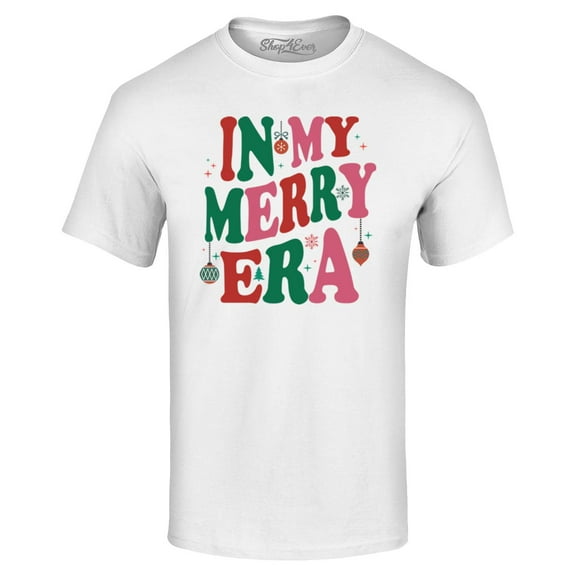 Shop4Ever Men's In My Merry Era Christmas Time Graphic T-shirt Large White