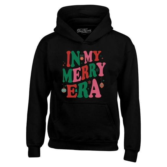 Shop4Ever Men's In My Merry Era Christmas Time Hooded Sweatshirt Hoodie XX-Large Black