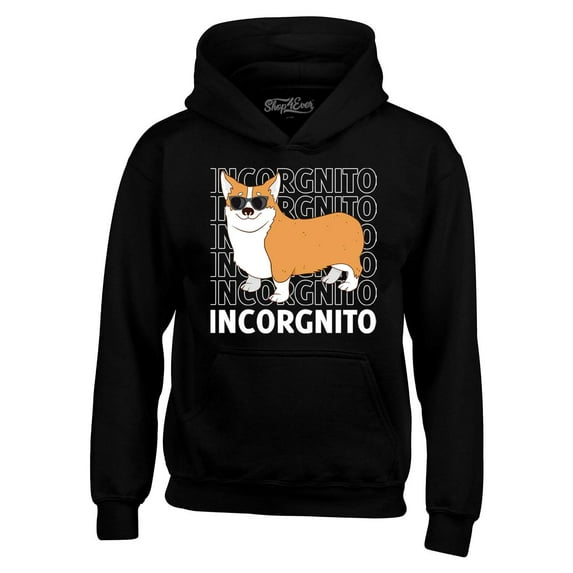 Shop4Ever Men's Incorgnito Funny Corgi Dog Incognito Hooded Sweatshirt Hoodie XX-Large Black
