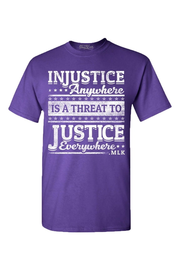 Men's Injustice Anywhere is a Threat to Justice MLK Graphic T-shirt Medium Purple