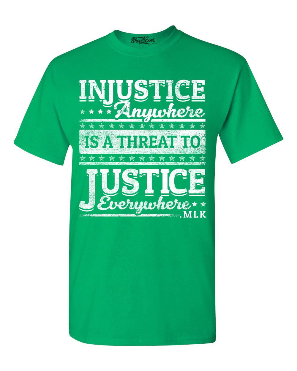 Shop4Ever Women's Injustice Anywhere Is A Threat To Justice MLK Slim Fit V-Neck T-Shirt