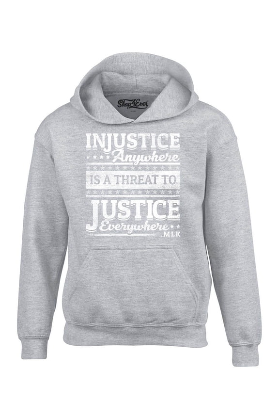 Men's Injustice Anywhere is a Threat to Justice MLK Hooded Sweatshirt Hoodie Small Sports Grey