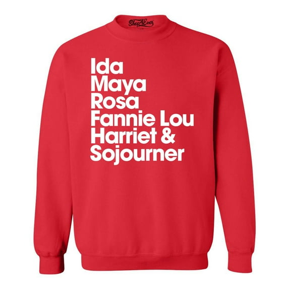 Shop4Ever Men's Inspirational Black Women Leaders Crewneck Sweatshirt XXX-Large Red