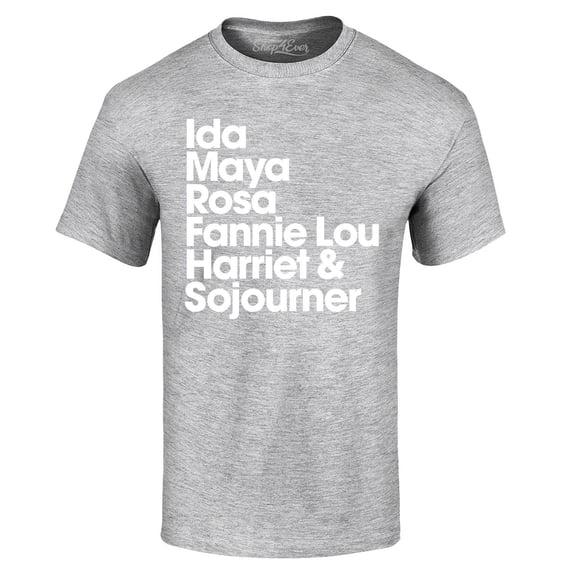 Shop4Ever Men's Inspirational Black Women Leaders Graphic T-shirt Medium Sports Grey