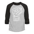 thumbnail image 1 of Shop4Ever Men's Inspiring Black Leaders Fist Raglan Baseball Shirt XX-Large Heather Grey/Black, 1 of 4