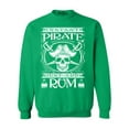 thumbnail image 1 of Shop4Ever Men's Instant Pirate Just Add Rum Crewneck Sweatshirt Medium Irish Green, 1 of 5