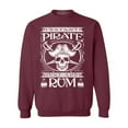 thumbnail image 1 of Shop4Ever Men's Instant Pirate Just Add Rum Crewneck Sweatshirt Small Maroon, 1 of 5