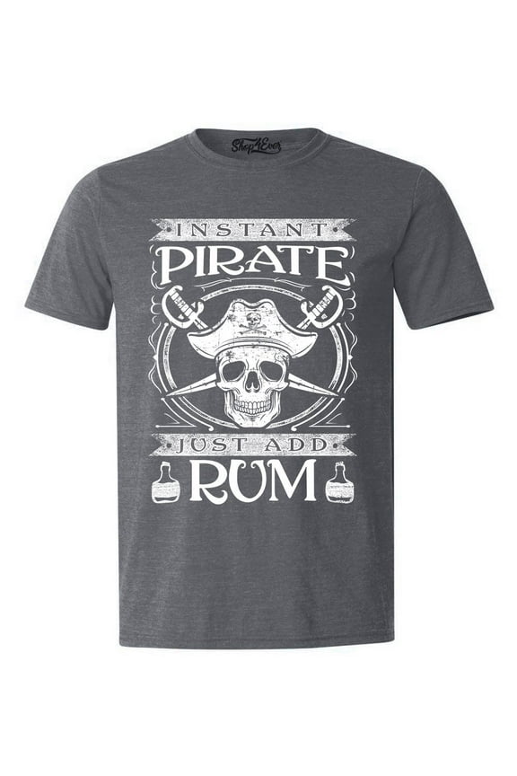 Men's Instant Pirate Just Add Rum Graphic T-shirt X-Large Dark Heather
