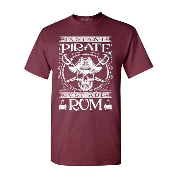 Shop4Ever Men's Instant Pirate Just Add Rum Graphic T-shirt X-Large Maroon