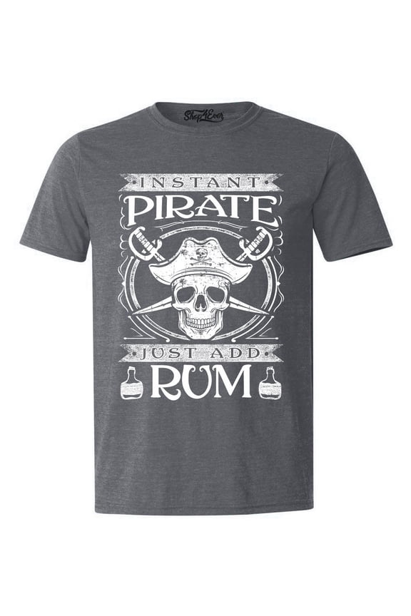 Men's Instant Pirate Just Add Rum Graphic T-shirt XX-Large Dark Heather