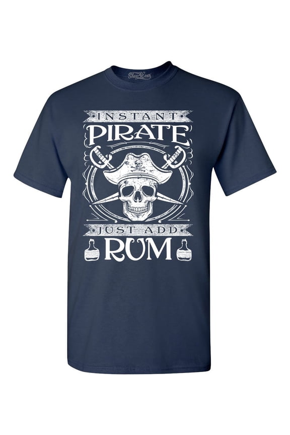Men's Instant Pirate Just Add Rum Graphic T-shirt XXX-Large Navy