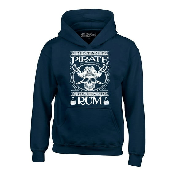 Shop4Ever Men's Instant Pirate Just Add Rum Hooded Sweatshirt Hoodie XX-Large Navy