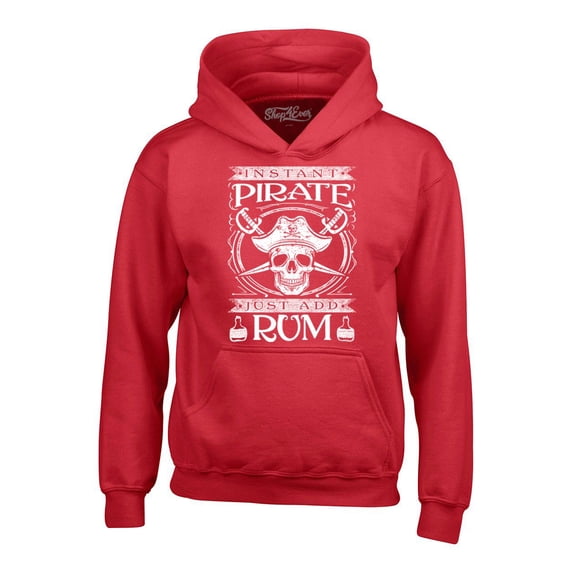 Shop4Ever Men's Instant Pirate Just Add Rum Hooded Sweatshirt Hoodie XX-Large Red