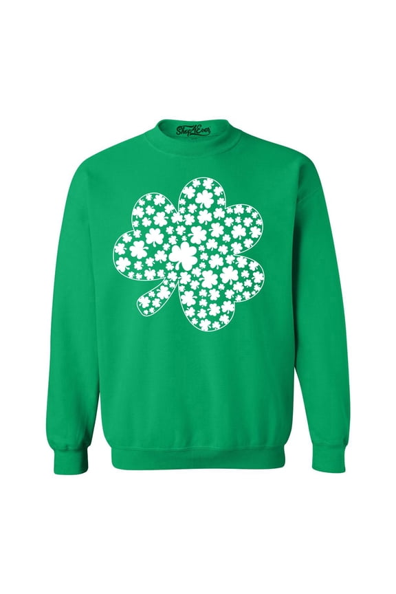 Men's Irish Shamrock Clover Cloud St. Patrick's Day Crewneck Sweatshirt Medium Irish Green