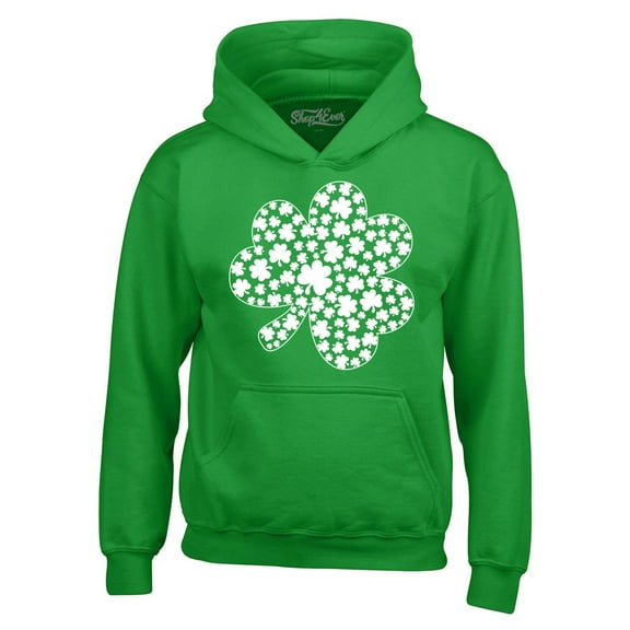 Shop4Ever Men's Irish Shamrock Clover Cloud St. Patrick's Day Hooded Sweatshirt Hoodie X-Large Irish Green