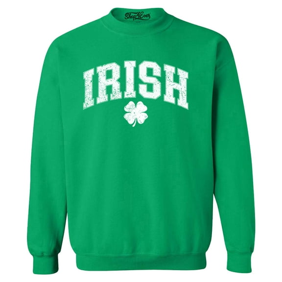 Shop4Ever Men's Irish Shamrock St. Patrick's Day Crewneck Sweatshirt Medium Irish Green