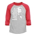 thumbnail image 1 of Shop4Ever Men's  It Is Easier to Build Strong Children Fred Douglass Graphic Raglan Baseball Shirt Medium Heather Grey/Red, 1 of 4