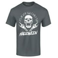 thumbnail image 1 of Shop4Ever Men's It's Never Too Early for Halloween Skull Skeleton Graphic T-shirt Large Charcoal, 1 of 5
